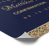 Jongen Bevestiging Navy Blue Gold Rozen Welkom Poster (Hoek)