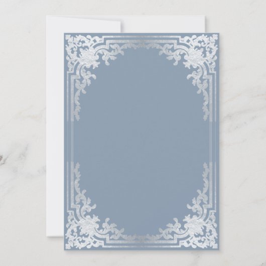 Jongen bevestiging Stoffig Blauw Faux Zilver Relig Kaart (Achterkant)