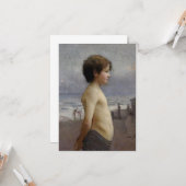 Jongen bij de Beach (door Jules Bastien-Lepage) Kaart (Voorkant / Achterkant in situ)