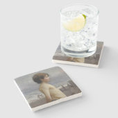 Jongen bij de Beach (door Jules Bastien-Lepage) Stenen Onderzetter (Zijkant)