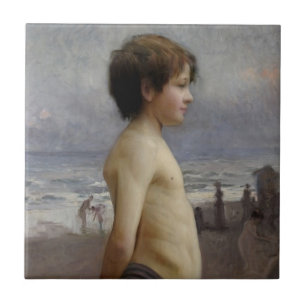 Jongen bij de Beach (door Jules Bastien-Lepage) Tegeltje