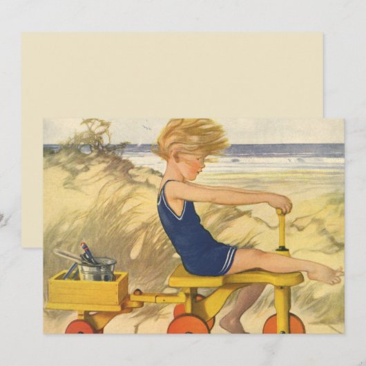  jongen bij de wedstrijd met zand-speelgoed kaart (Voorkant / Achterkant)