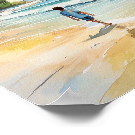 Jongen bij de Zee Waterverf Poster (Hoek)