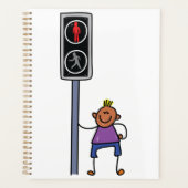 Jongen bij voetgangersoversteekplaats met rood sto planner (Voorkant)