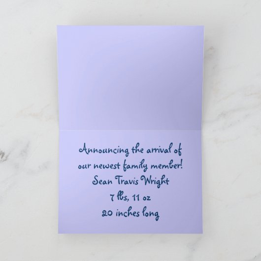 Jongen Birth Announcement Aankondiging (Binnen)