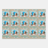 Jongen Birthday Aqua en Blue Scrapbook Inpakpapier Vel (Voorkant)
