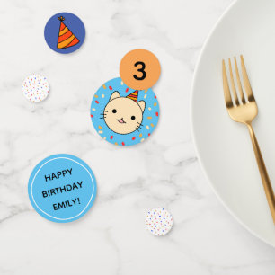 Jongen Birthday Blue Cat Party Decoration Confetti