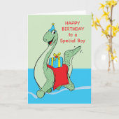 Jongen, Birthday Dinosaur Kaart (Gele Bloem)