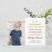 Jongen Birthday Party Foto bouwwagens Kaart (Staand voorkant)