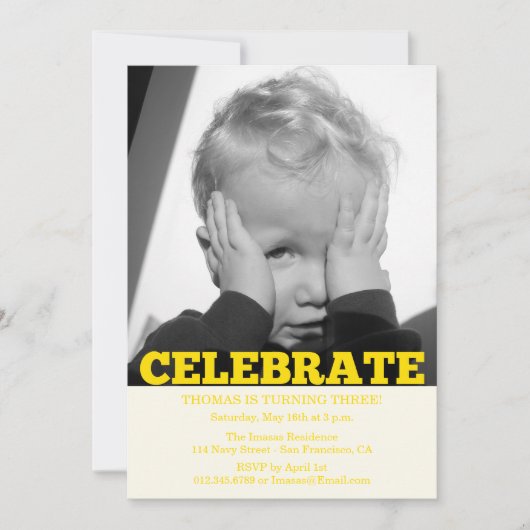 Jongen Birthday Party Foto-uitnodigingen Kaart (Voorkant)