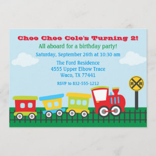 Jongen Birthday Party Invitation - Choo Choo Train Kaart