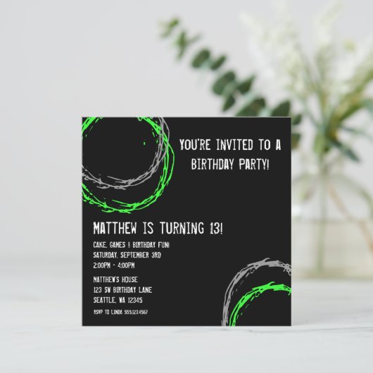 Jongen Birthday Party Kaart (Staand voorkant)