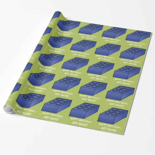 Jongen Birthday Party - Pop Art Brick Pattern Cadeaupapier (Uitgerold)
