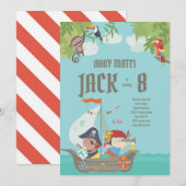 Jongen Birthday - Pirate Invitation Kaart (Voorkant / Achterkant)