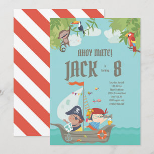 Jongen Birthday - Pirate Invitation Kaart