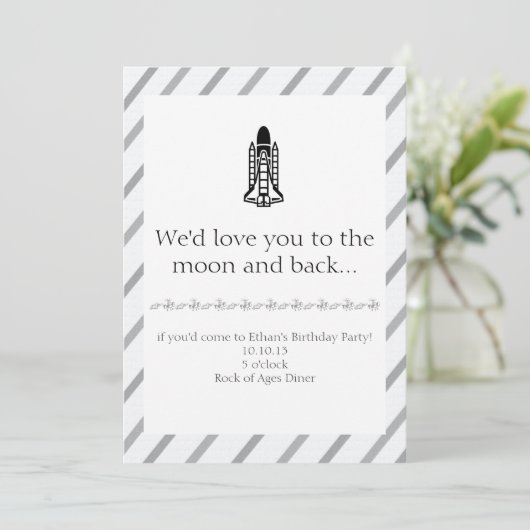 Jongen Birthday - raketschip Kaart (Staand voorkant)