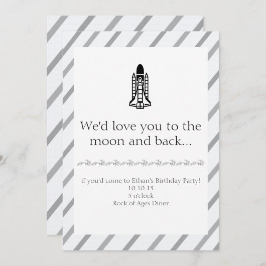 Jongen Birthday - raketschip Kaart (Voorkant / Achterkant)