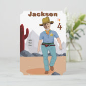 Jongen Birthday Sheriff voegt gezicht toe Kaart (Staand voorkant)