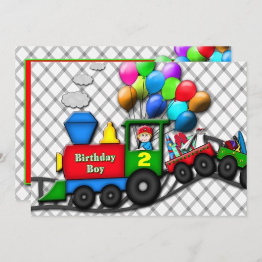 Jongen Birthday-uitnodiging - INSERT ZIJN LEEFTIJD Kaart (Voorkant / Achterkant)