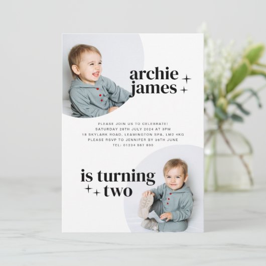 Jongen Birthday Uitnodiging met Arches (Staand voorkant)