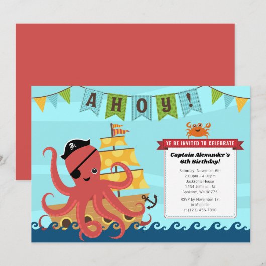 Jongen Birthday-uitnodigingen Kaart (Voorkant / Achterkant)