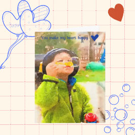 Jongen blaasbel Joyful Valentijnsdag Kaart