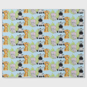 Jongen Blauw Baby shower Schattige Safari Oerwoud  Cadeaupapier (Vlak)