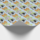 Jongen Blauw Baby shower Schattige Safari Oerwoud  Cadeaupapier (Hoek)