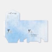 Jongen blauw baby shower van witte ooievaar bedankdoosjes (Uitgevouwen)