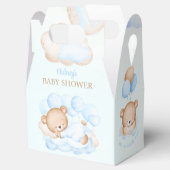 Jongen Blauw Beige Beer Baby shower Favor Box Bedankdoosjes (Geopend)