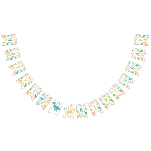 Jongen Blauw Dinosaurus Verjaardagsfeestje Vlaggetjes (Alle)