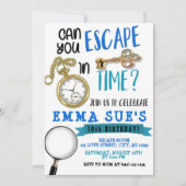 Jongen blauw en grijs Escape Room Birthday Kaart (Voorkant)