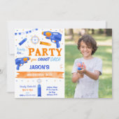 Jongen Blauw en Sinaasappel Dart Pistool Foto Kaart (Voorkant)