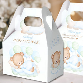 Jongen Blauw Groen Beer Baby shower Favor Box Bedankdoosjes