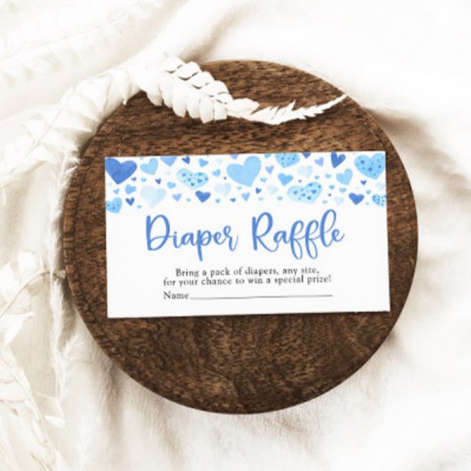 Jongen Blauw Hart Valentijn Baby shower Luier Raff Informatiekaartje