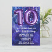 Jongen Blauw Paarse 10e Verjaardag Kaart (Staand voorkant)
