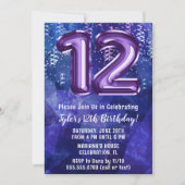 Jongen Blauw Paarse 12e Verjaardag Kaart (Voorkant)