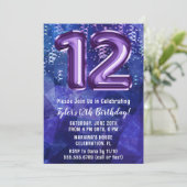 Jongen Blauw Paarse 12e Verjaardag Kaart (Staand voorkant)