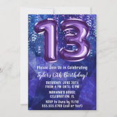 Jongen Blauw Paarse 13e Verjaardag Kaart (Voorkant)