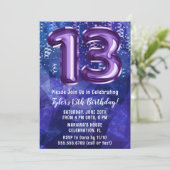 Jongen Blauw Paarse 13e Verjaardag Kaart (Staand voorkant)