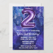 Jongen Blauw Paarse 2e Verjaardag Kaart (Voorkant)