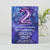 Jongen Blauw Paarse 2e Verjaardag Kaart (Staand voorkant)