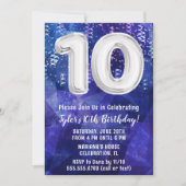 Jongen Blauw Wit 10e Verjaardag Kaart (Voorkant)