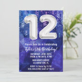 Jongen Blauw Wit 12e Verjaardag Kaart (Staand voorkant)