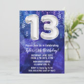 Jongen Blauw Wit 13e Verjaardag Kaart (Staand voorkant)