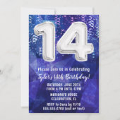 Jongen Blauw Wit 14e Verjaardag Kaart (Voorkant)