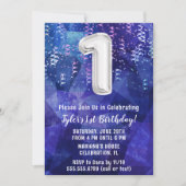 Jongen Blauw Wit 1e Verjaardag Kaart (Voorkant)