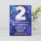 Jongen Blauw Wit 2e Verjaardag Kaart (Staand voorkant)