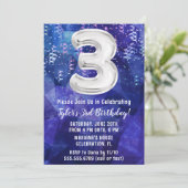 Jongen Blauw Wit 3e Verjaardag Kaart (Staand voorkant)