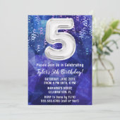 Jongen Blauw Wit 5e Verjaardag Kaart (Staand voorkant)